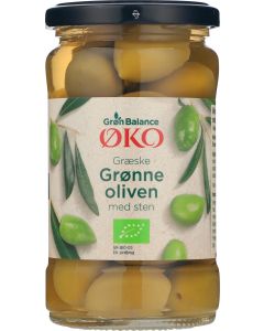 Grøn Balance Grüne Oliven mit Stein BIO 300 g