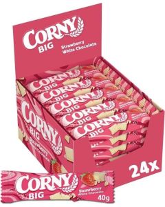CORNY BIG Strawberry White Chocolate 24&times;40g mit Vollkornflakes, Erdbeeren und wei&szlig;er Schokolade