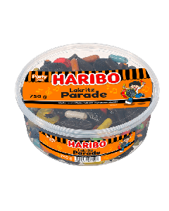 HARIBO Lakritz Parade 750 g Box mit einer Mischung aus süßem und salzigem Lakritz