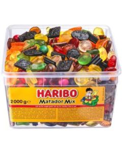 Haribo Matador Mix 2 kg Sortiment mit verschiedenen Fruchtgummis, Weingummis und Lakritz