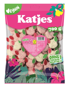 Katjes Grün-Ohr-Hase 700g vegane Schaumzucker-Hasen mit Fruchtgummi-Ohren