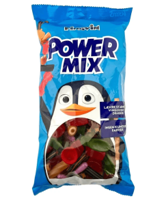 Pingvin Power Mix Display 900g Mischung aus starker, salziger und s&uuml;&szlig;er Lakritze mit Fruchtgummi