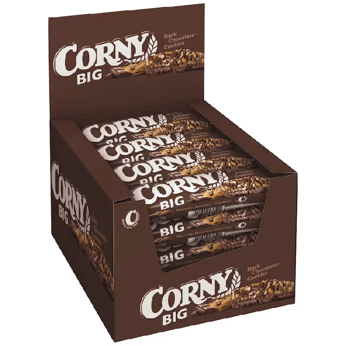 CORNY BIG Chocolate Cookies 24×50g mit Vollkornflakes, Erdnüssen, Cookies und dunkler Schokolade CORNY BIG Chocolate Cookies 24×50g mit Vollkornflakes, Erdnüssen, Cookies und dunkler Schokolade