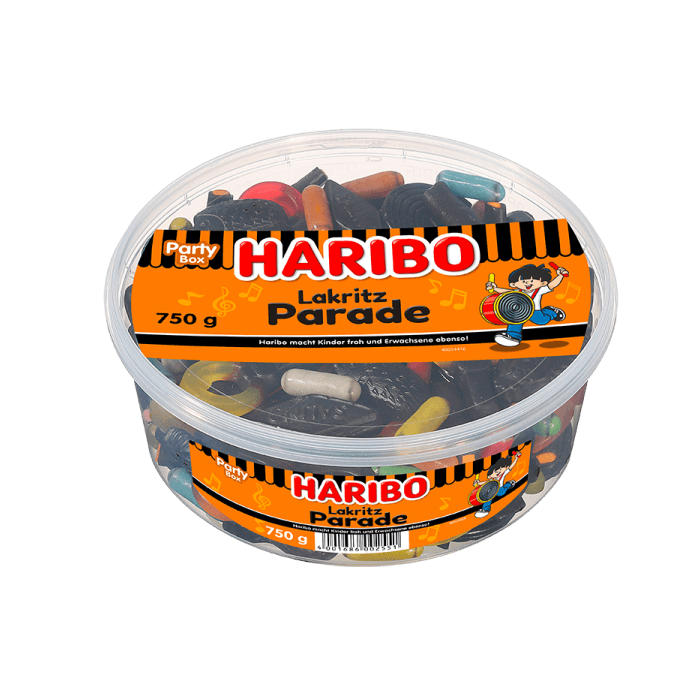 HARIBO Lakritz Parade 750 g Box mit einer Mischung aus süßem und salzigem Lakritz HARIBO Lakritz Parade 750 g Box mit einer Mischung aus süßem und salzigem Lakritz
