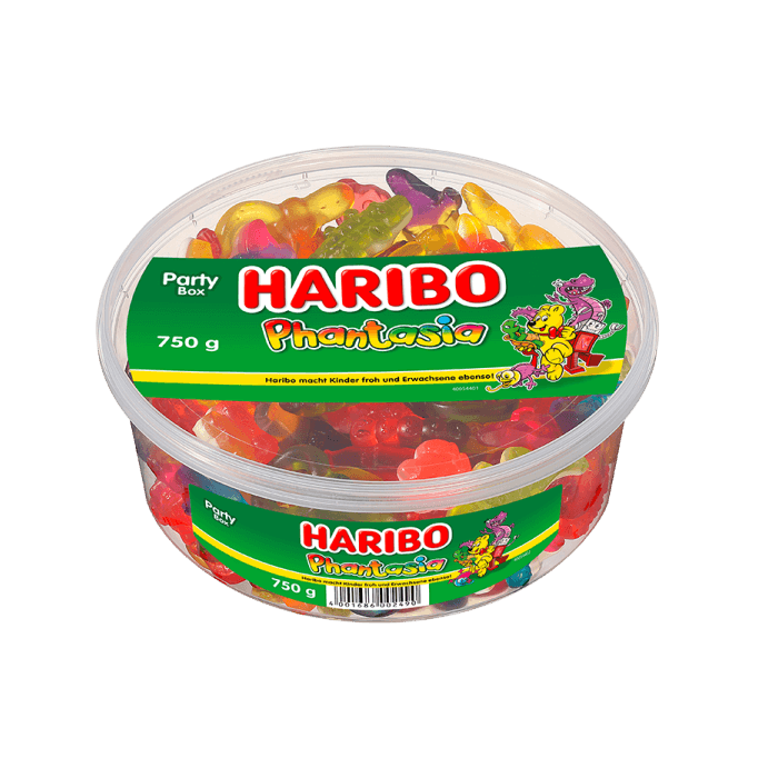 Haribo Phantasia 750g Dose mit bunten Fruchtgummis und Schaumzucker