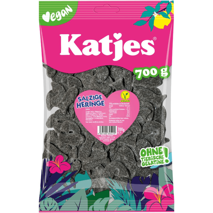 Katjes Salzige Heringe 700g vegane salzige Lakritzfische mit Salmiak Katjes Salzige Heringe 700g vegane salzige Lakritzfische mit Salmiak