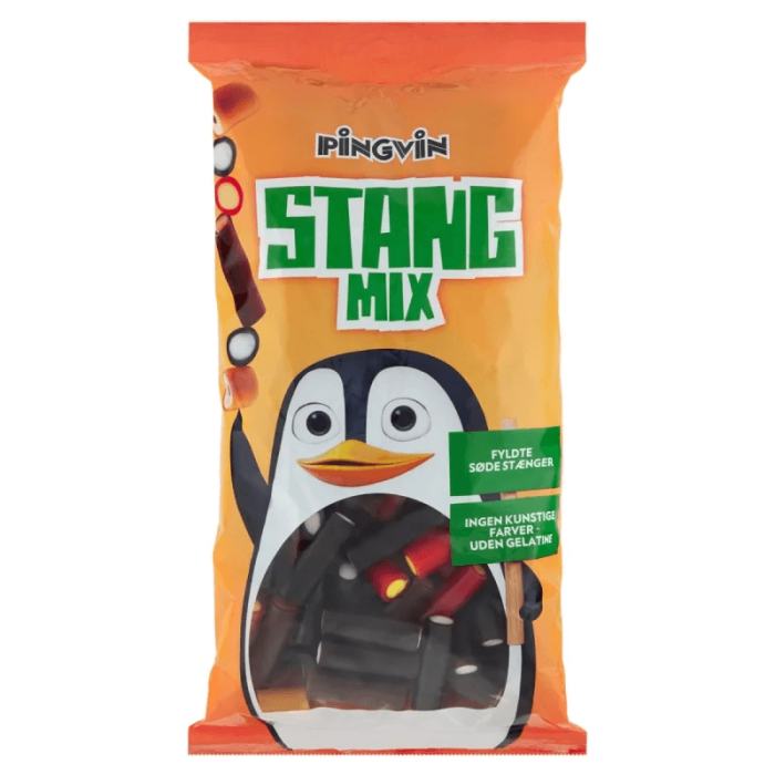 Pingvin Stang Mix Display 900g Mischung aus Frucht- und Lakritzstäbchen